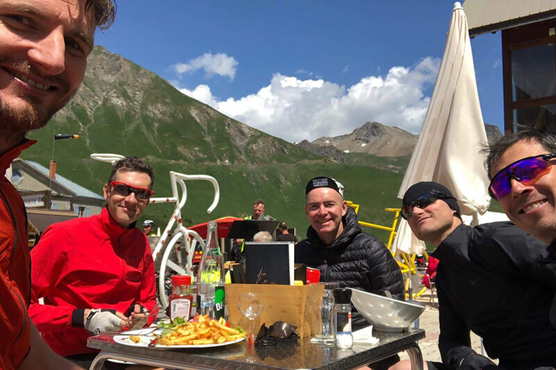 Stopping to replenish on the French Swiss Alps Tour