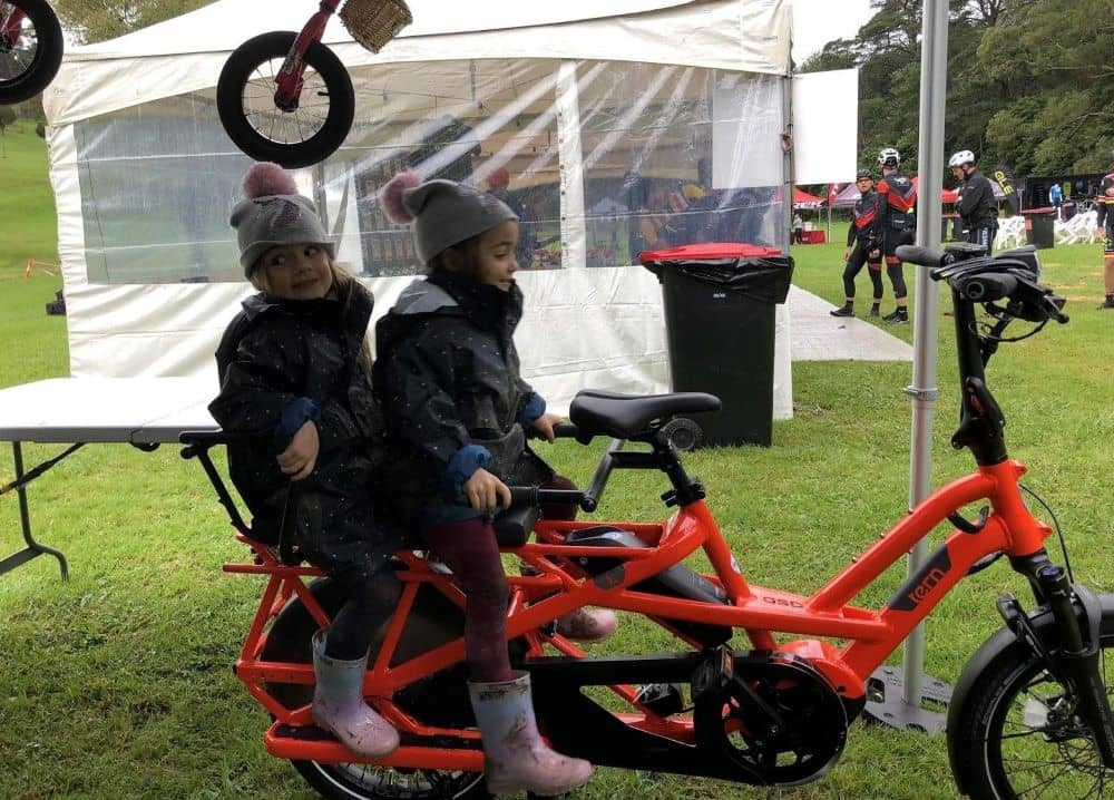 Family-friendly events with kids - family rides. The Fitzpatrick girls on one of the Tern e-bikes.