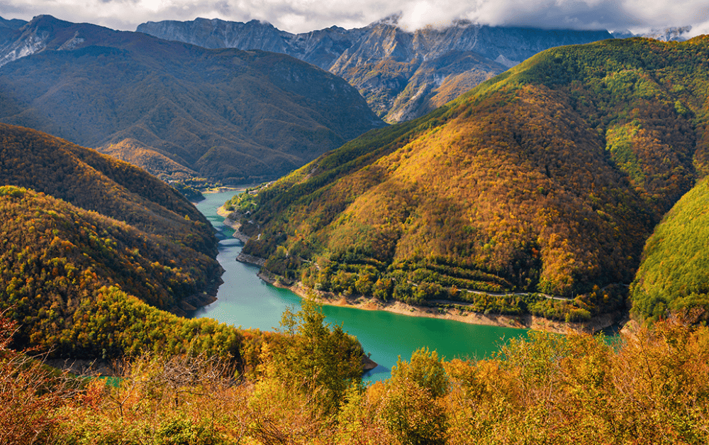 Vagli Apuan Alps lake, Tuscany.